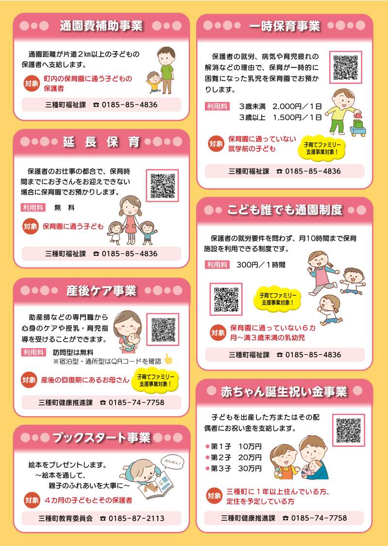 三種町子育て支援ガイド2ページ目